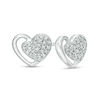 Thumbnail Image 1 of 1/6 CT. T.W. Composite Diamond Double Heart Stud Earrings in Sterling Silver