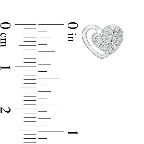 1/6 CT. T.w. Composite Diamond Double Heart Stud Earrings in Sterling Silver