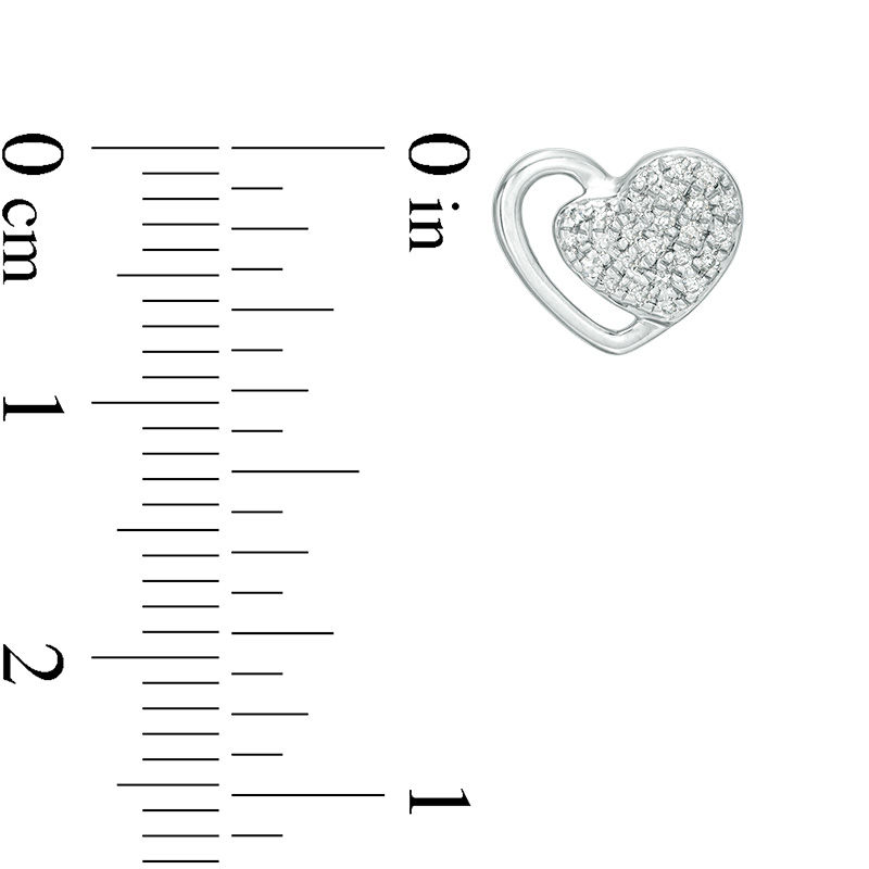 Main Image 3 of 1/6 CT. T.W. Composite Diamond Double Heart Stud Earrings in Sterling Silver