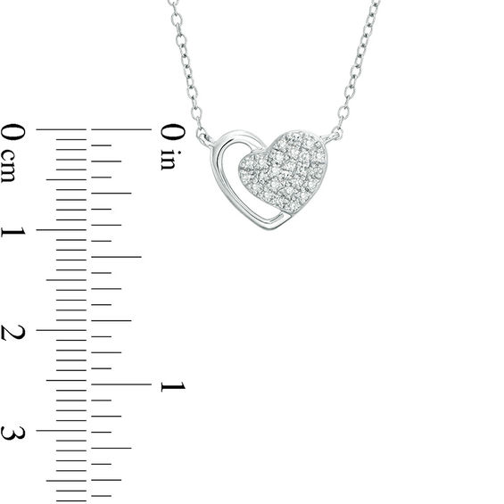 1/6 CT. T.w. Composite Diamond Double Heart Necklace in Sterling Silver