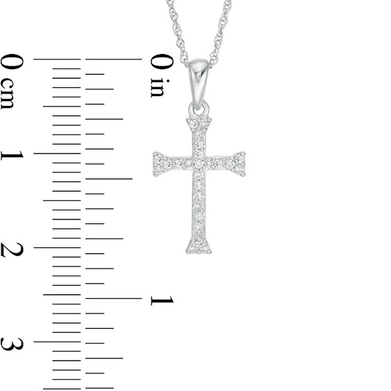 1/10 CT. T.w. Diamond Flared Cross Pendant in 10K White Gold