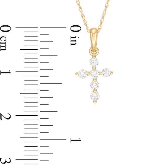 1/5 CT. T.w. Diamond Station Cross Pendant in 10K Gold