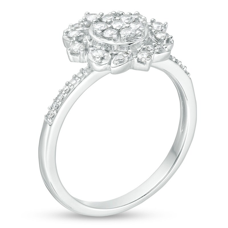 Main Image 3 of 3/8 CT. T.W. Composite Diamond Petal Frame Ring in 10K White Gold