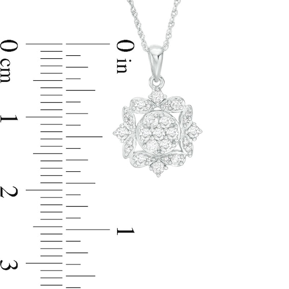 3/8 CT. T.w. Composite Diamond Petal Frame Pendant in 10K White Gold