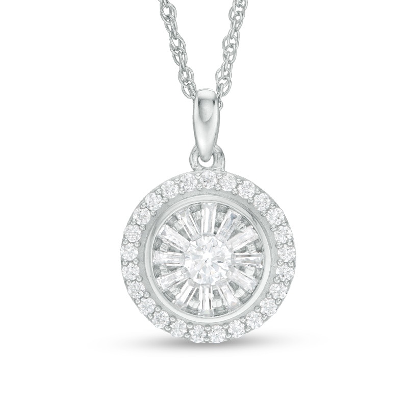 Main Image 1 of 1/2 CT. T.W. Diamond Double Frame Pendant in 10K White Gold