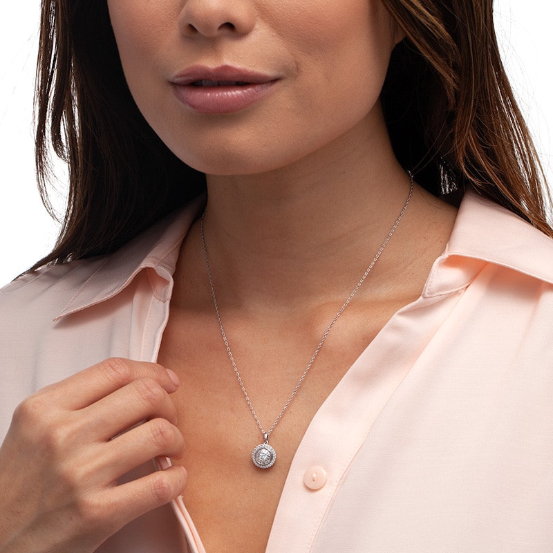 Main Image 2 of 1/2 CT. T.W. Diamond Double Frame Pendant in 10K White Gold