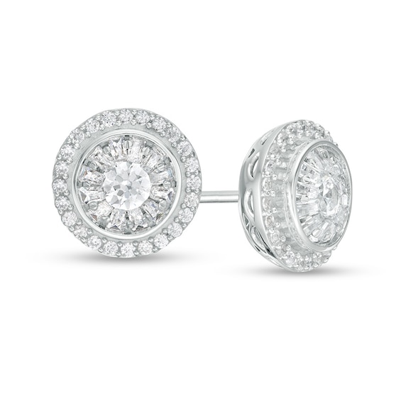 1/2 CT. T.W. Diamond Double Frame Stud Earrings in 10K White Gold 1/2 CT. T.W. Diamond Double Frame Stud Earrings in 10K White Gold