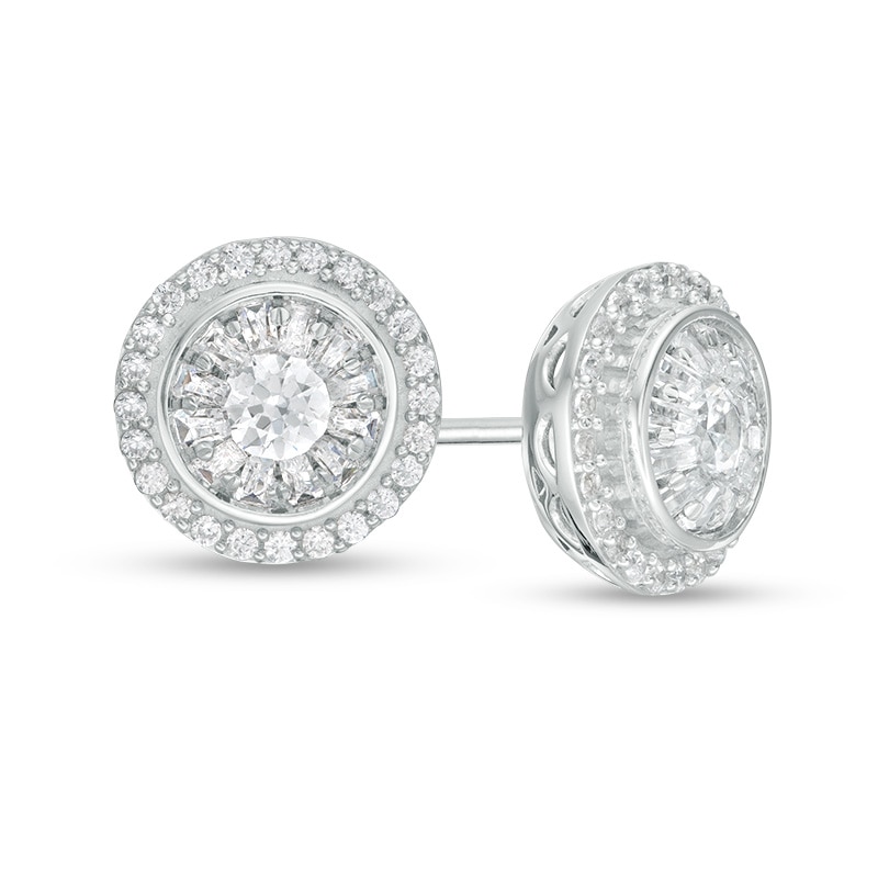 1/2 CT. T.W. Diamond Double Frame Stud Earrings in 10K White Gold