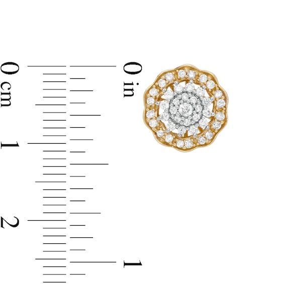 1/2 CT. T.w. Composite Diamond Flower Frame Stud Earrings in 10K Gold