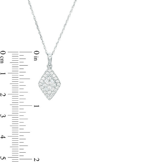 1/2 CT. T.w. Composite Diamond Double Kite-Shaped Frame Pendant in 10K White Gold