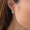 Thumbnail Image 2 of 3/4 CT. T.W. Composite Diamond Double Kite-Shaped Frame Stud Earrings in 10K White Gold