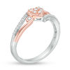 Thumbnail Image 1 of 1/5 CT. T.W. Composite Diamond Heart Bypass Ring in Sterling Silver and 10K Rose Gold