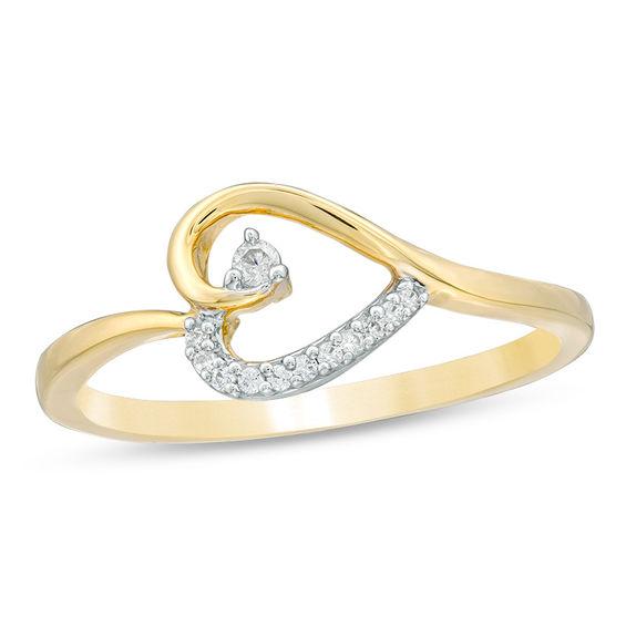 1/20 CT. T.w. Diamond Sideways Heart Ring in 10K Gold