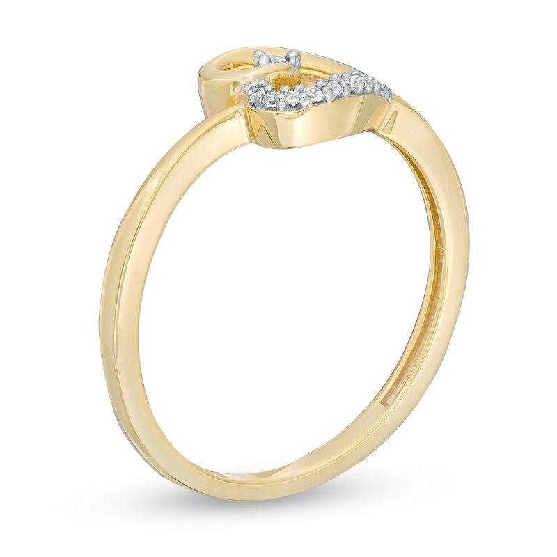 Main Image 3 of 1/20 CT. T.W. Diamond Sideways Heart Ring in 10K Gold