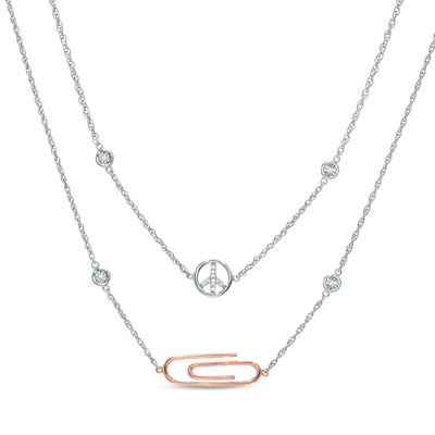 Paper Clip Double Strand Necklace 