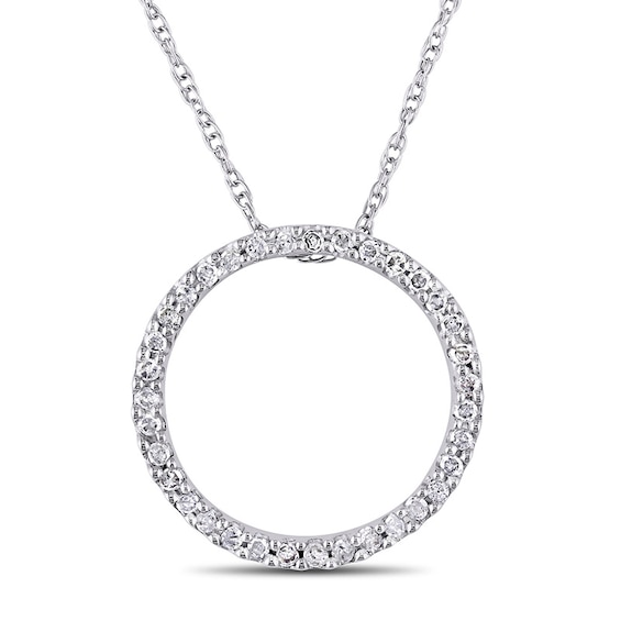 1/8 CT. T.w. Diamond Open Circle Pendant in 10K White Gold - 17"