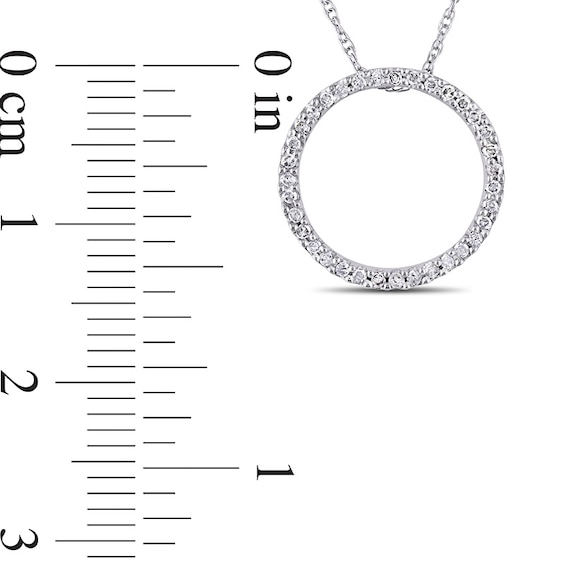 1/8 CT. T.w. Diamond Open Circle Pendant in 10K White Gold - 17"