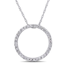 1/8 CT. T.W. Diamond Open Circle Pendant in 10K White Gold - 17"