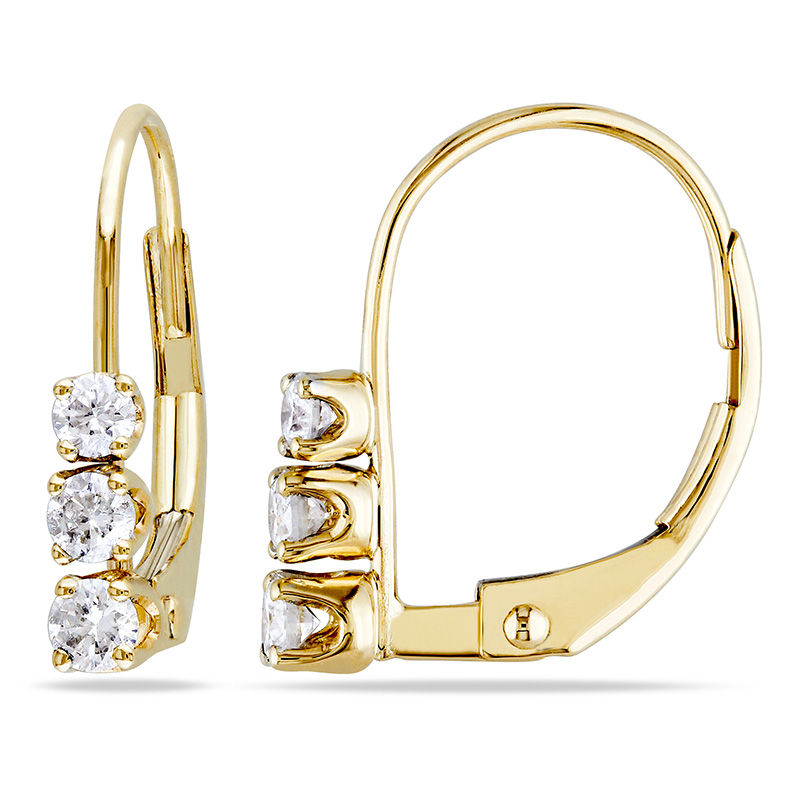 1/4 CT. T.W. Diamond Three Stone Drop Earrings in 14K Gold