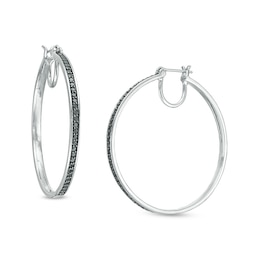 1 CT. T.W. Black Diamond Hoop Earrings in Sterling Silver