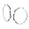 Thumbnail Image 1 of 1/2 CT. T.W. Enhanced Black and White Diamond Twist Hoop Earrings in Sterling Silver
