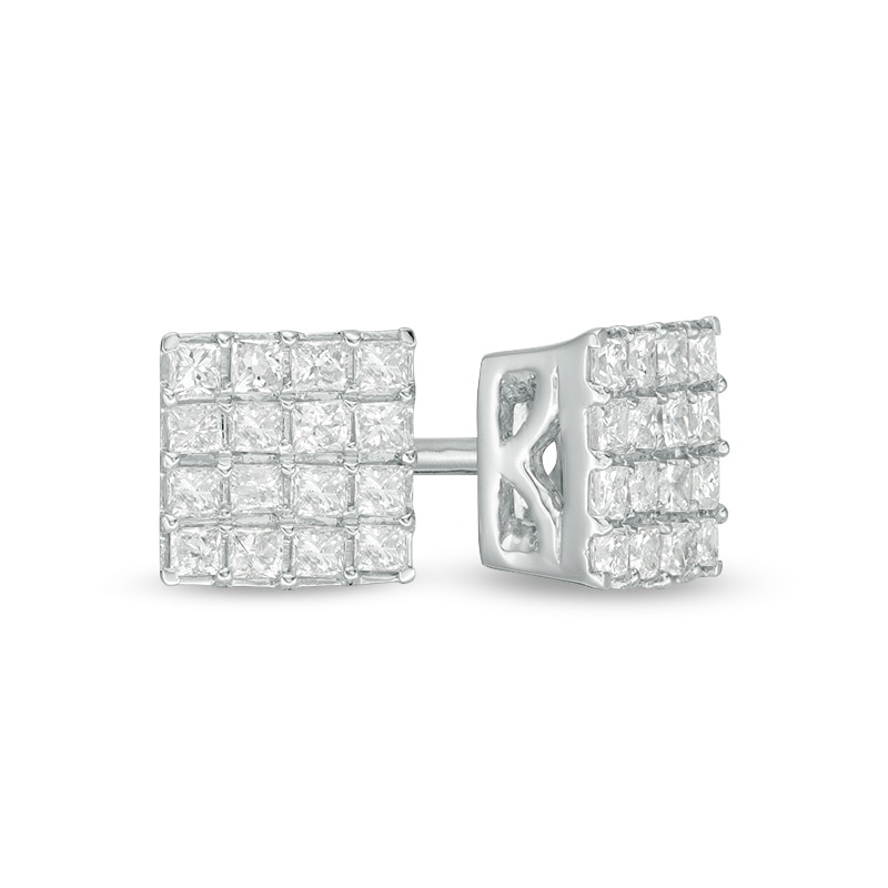 1/4 CT. T.W. Princess-Cut Composite Diamond Stud Earrings in 10K White Gold