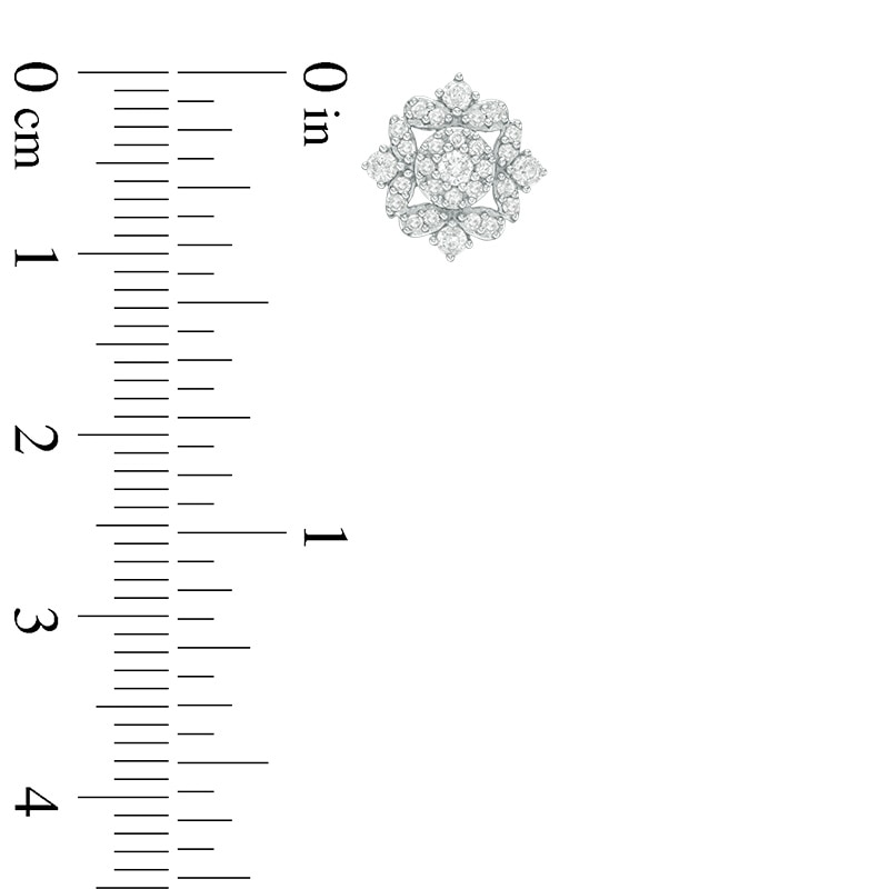 Main Image 3 of 3/8 CT. T.W. Composite Diamond Petal Frame Stud Earrings in 10K White Gold