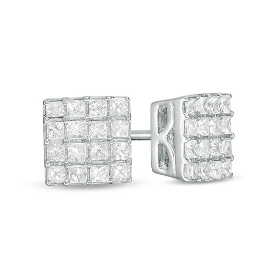 1/2 CT. T.w. Princess-Cut Composite Diamond Stud Earrings in 10K White Gold