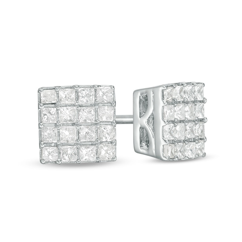 1/2 CT. T.W. Princess-Cut Composite Diamond Stud Earrings in 10K White Gold