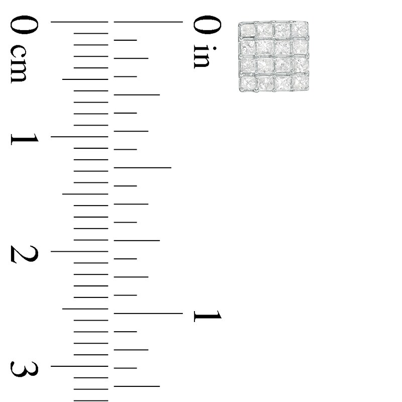 Main Image 3 of 1/2 CT. T.W. Princess-Cut Composite Diamond Stud Earrings in 10K White Gold