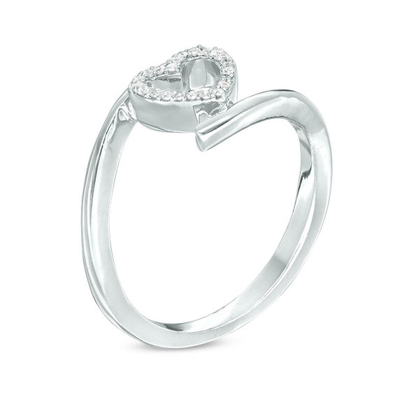 1/15 CT. T.w. Diamond Heart Outline Bypass Ring in Sterling Silver