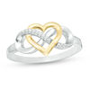 Thumbnail Image 0 of Diamond Accent Interlocking Infinity and Heart Ring in Sterling Silver and 10K Gold