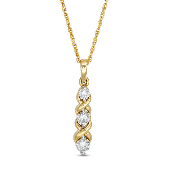 1/3 CT. T.w. Diamond Three Stone "Xo" Pendant in 10K Gold