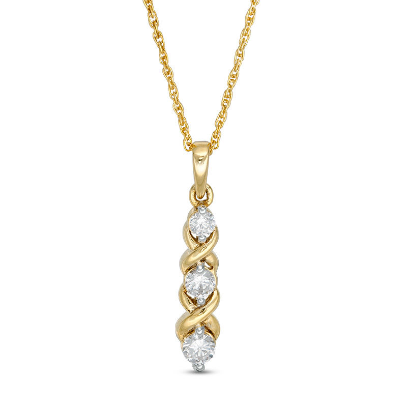 Main Image 1 of 1/3 CT. T.W. Diamond Three Stone "XO" Pendant in 10K Gold