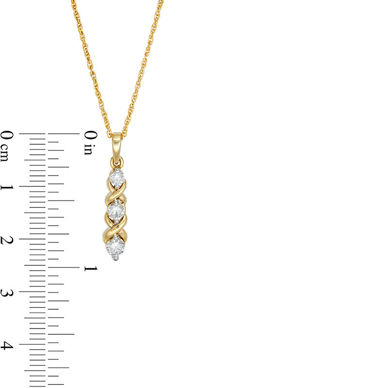 Main Image 3 of 1/3 CT. T.W. Diamond Three Stone "XO" Pendant in 10K Gold