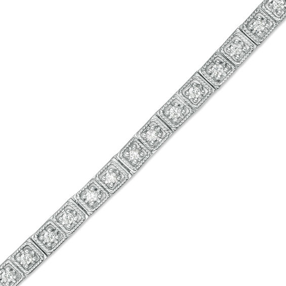 1 CT. T.w. Diamond Square Rope-Edged Links Tennis Bracelet in 14K White Gold