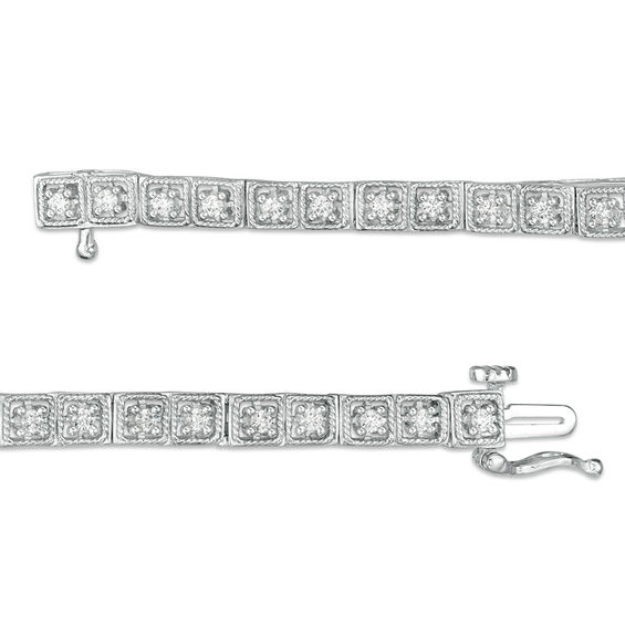 1 CT. T.w. Diamond Square Rope-Edged Links Tennis Bracelet in 14K White Gold