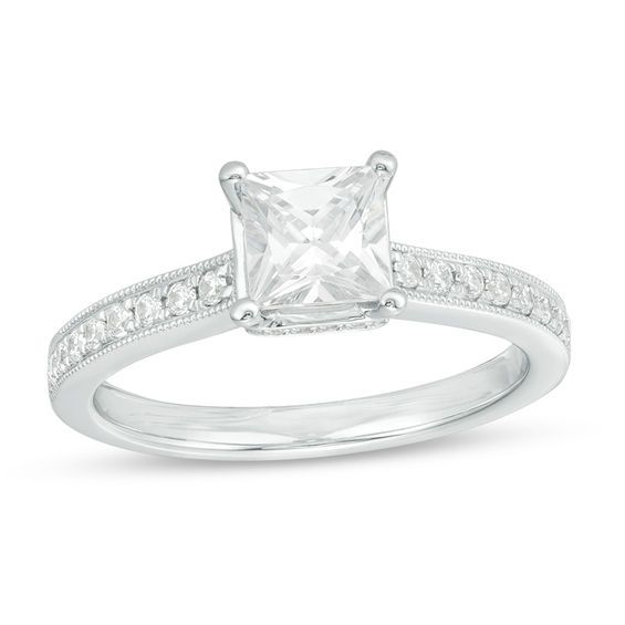 Celebration Ideal 1-1/5 CT. T.w. Princess-Cut Certified Diamond Vintage-Style Engagement Ring in 14K White Gold (I/I1)