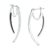 Thumbnail Image 1 of 1/2 CT. T.W. Enhanced Black and White Diamond Tapered Curve Front/Back Earrings in Sterling Silver