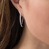 Thumbnail Image 2 of 1/2 CT. T.W. Enhanced Black and White Diamond Tapered Curve Front/Back Earrings in Sterling Silver
