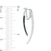 Thumbnail Image 3 of 1/2 CT. T.W. Enhanced Black and White Diamond Tapered Curve Front/Back Earrings in Sterling Silver