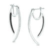 Thumbnail Image 0 of 1/2 CT. T.W. Enhanced Black and White Diamond Tapered Curve Front/Back Earrings in Sterling Silver