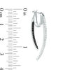 Thumbnail Image 2 of 1/2 CT. T.W. Enhanced Black and White Diamond Tapered Curve Front/Back Earrings in Sterling Silver