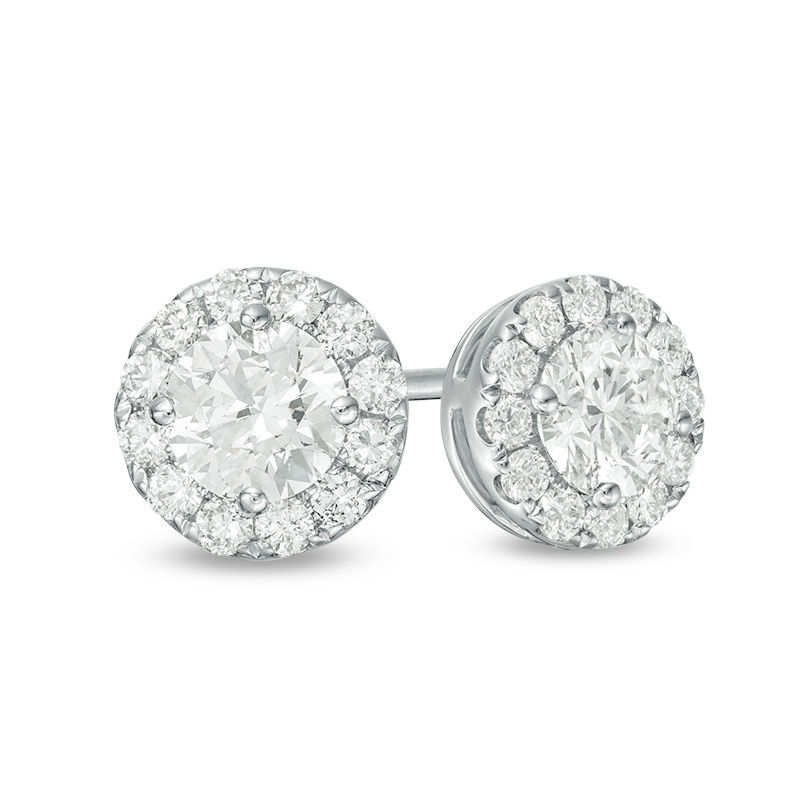 Main Image 1 of 1 CT. T.W. Diamond Raised Frame Stud Earrings in 14K White Gold