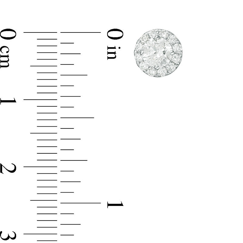 Main Image 2 of 1 CT. T.W. Diamond Raised Frame Stud Earrings in 14K White Gold