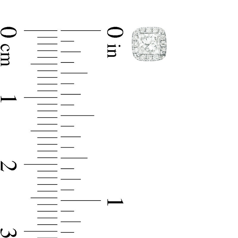 Main Image 2 of 1/2 CT. T.W. Princess-Cut Diamond Cushion Frame Stud Earrings in 14K White Gold
