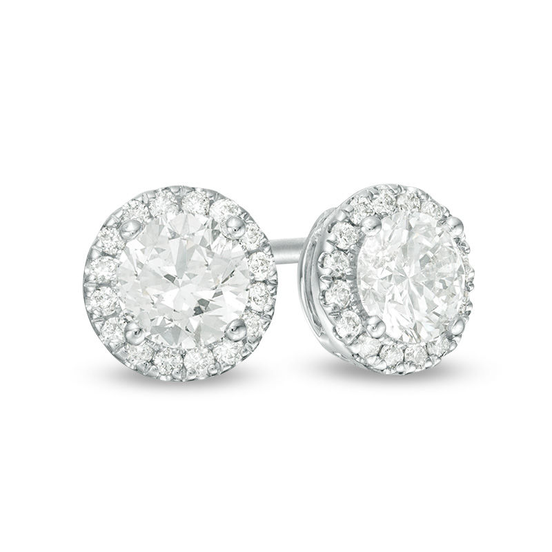 3/4 CT. T.W. Diamond Frame Stud Earrings in 14K White Gold