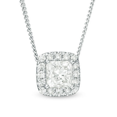 1/3 CT. T.W. Princess-Cut Diamond Frame Pendant in 14K White Gold ...