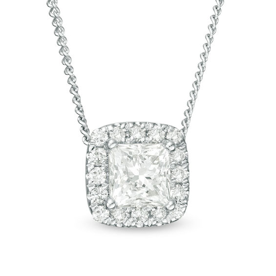1/3 CT. T.w. Princess-Cut Diamond Frame Pendant in 14K White Gold