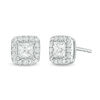 Thumbnail Image 0 of 1 CT. T.W. Princess-Cut Diamond Frame Stud Earrings in 14K White Gold